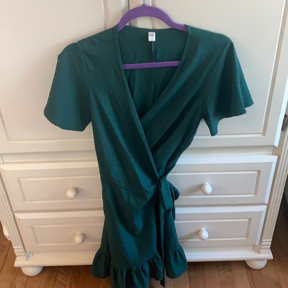 Forest Green Wrap Dress